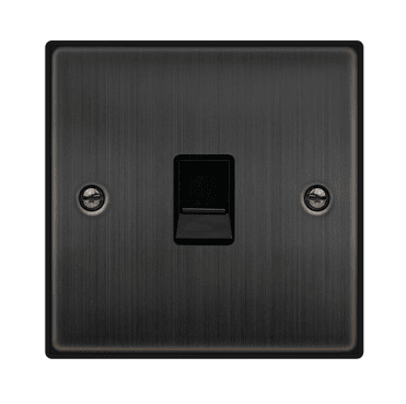 VPBZ115BK Decorative Single RJ11 Outlet with Black Insert in Matt Bronze