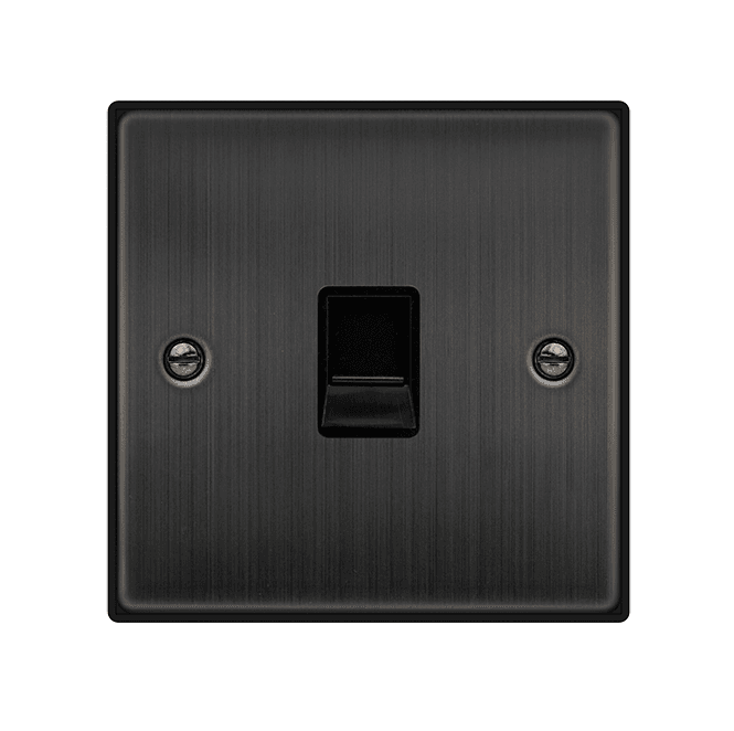 Click Switches and Sockets VPBZ120BK Decorative Single Telephone Master Outlet with Black Insert in Matt Bronze