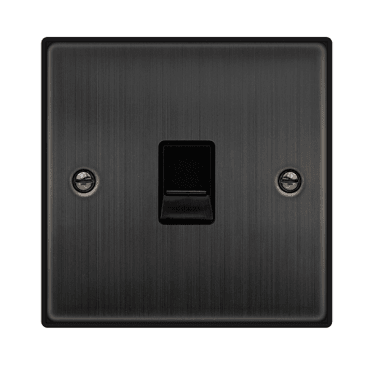 VPBZ120BK Decorative Single Telephone Master Outlet with Black Insert in Matt Bronze