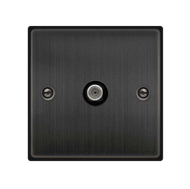 Click Switches and Sockets VPBZ156BK Decorative Non Isolated Single Satellite Outlet with Black Insert in Matt Bronze