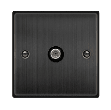 VPBZ156BK Decorative Non Isolated Single Satellite Outlet with Black Insert in Matt Bronze
