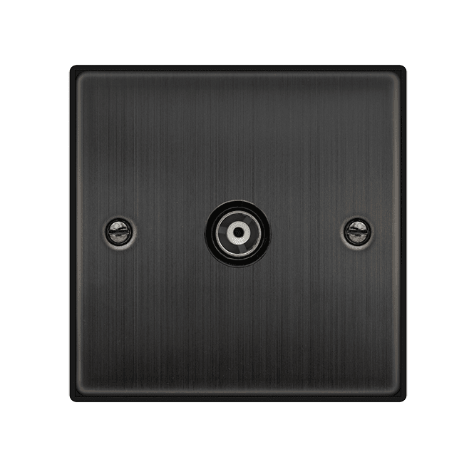 Click Switches and Sockets VPBZ158BK Decorative Single Isolated Coaxial Outlet with Black Insert in Matt Bronze