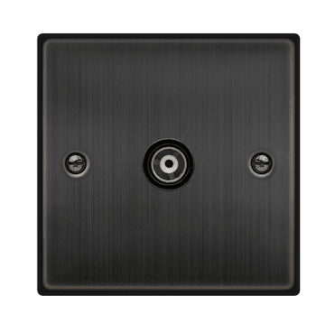 VPBZ158BK Decorative Single Isolated Coaxial Outlet with Black Insert in Matt Bronze