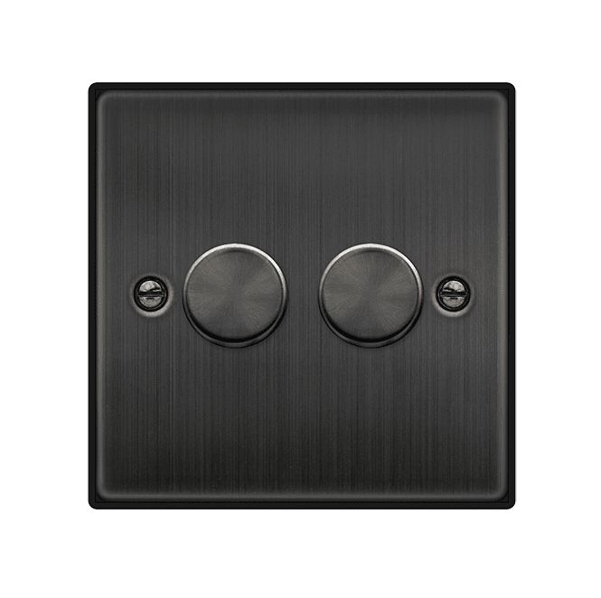 Click Switches and Sockets VPBZ162 Decorative 2G 100W LED Dimmer Switch in Matt Bronze