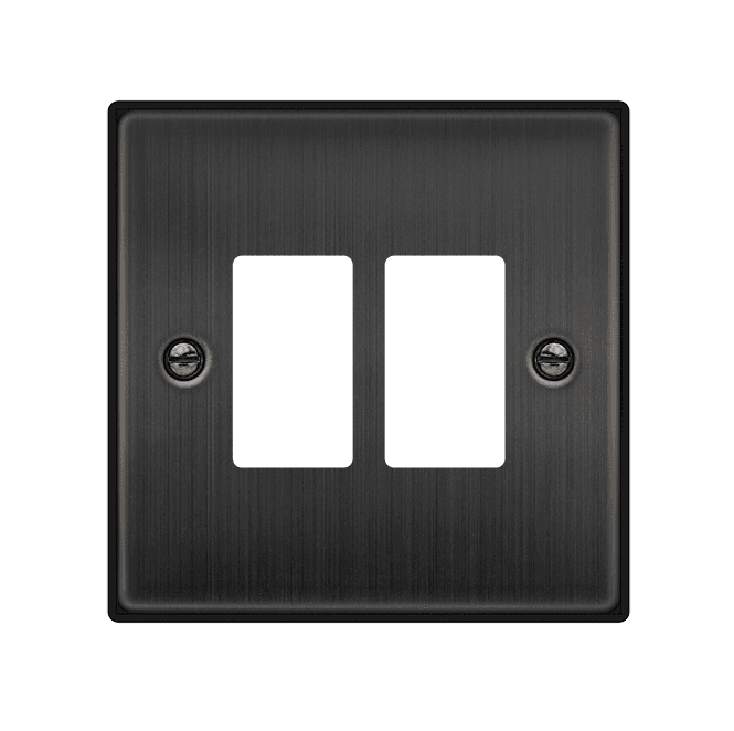 Click Switches and Sockets VPBZ20402 2G Grid Faceplate in Matt Bronze