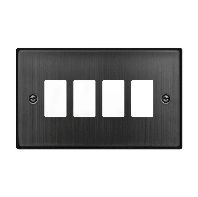 Click Switches and Sockets VPBZ20404 4G Grid Faceplate in Matt Bronze
