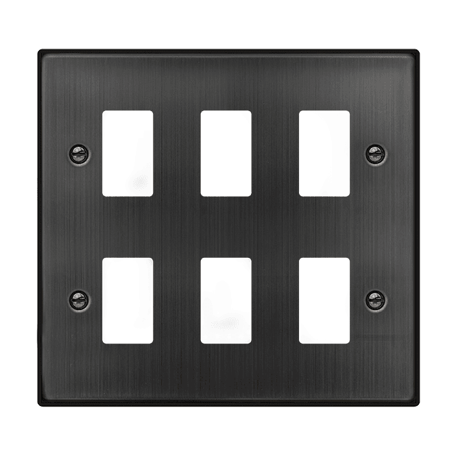 Click Switches and Sockets VPBZ20506 6G Grid Faceplate in Matt Bronze