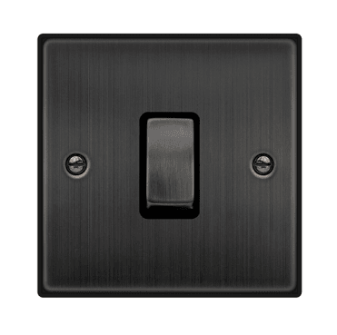 VPBZ411BK Decorative 1G 2W Ingot Switch with Black Insert in Matt Bronze
