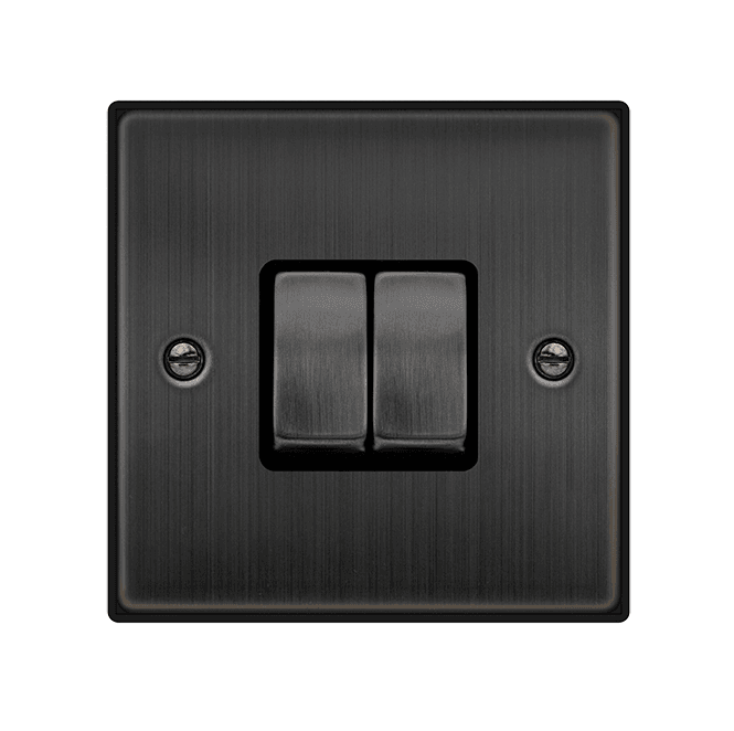 Click Switches and Sockets VPBZ412BK Decorative 2G 2W Ingot Switch with Black Insert in Matt Bronze