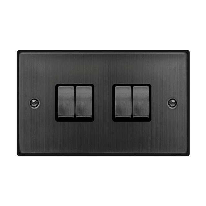 Click Switches and Sockets VPBZ414BK Decorative 4G 2W Ingot Switch with Black Insert in Matt Bronze