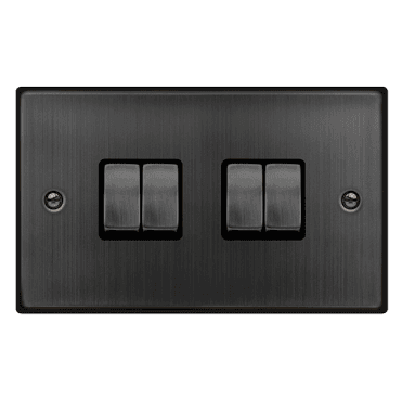 VPBZ414BK Decorative 4G 2W Ingot Switch with Black Insert in Matt Bronze