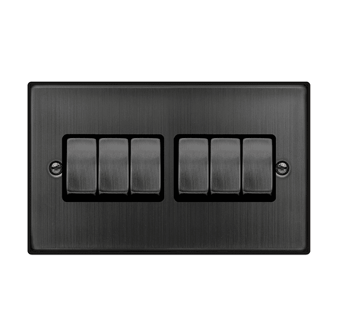 Click Switches and Sockets VPBZ416BK Decorative 6G 2W Ingot Switch with Black Insert in Matt Bronze