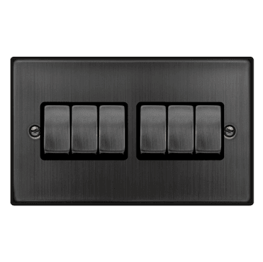 VPBZ416BK Decorative 6G 2W Ingot Switch with Black Insert in Matt Bronze