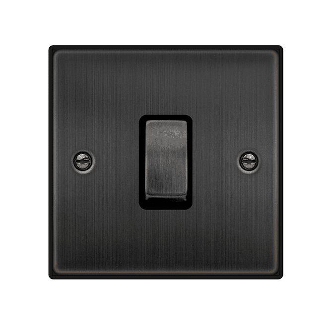 Click Switches and Sockets VPBZ425BK Decorative 1G Ingot Intermediate Switch with Black Insert in Matt Bronze