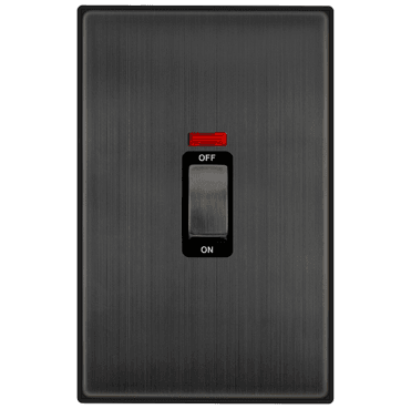 VPBZ503BK Decorative 45A 2G Ingot DP Switch with Neon with Black Insert in Matt Bronze