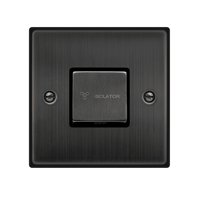 Click Switches and Sockets VPBZ520BK Decorative 3 Pole Ingot Fan Isolator Switch with Black Insert in Matt Bronze