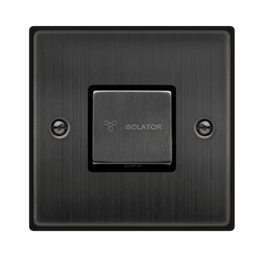 VPBZ520BK Decorative 3 Pole Ingot Fan Isolator Switch with Black Insert in Matt Bronze