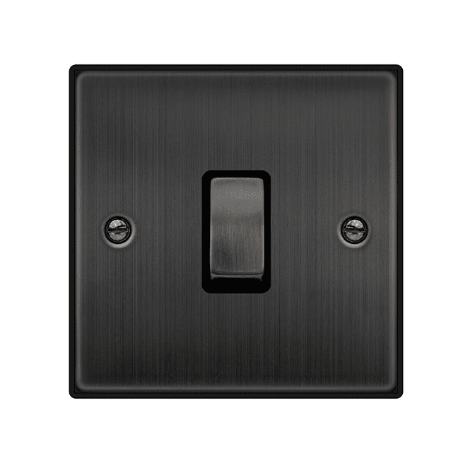 Click Switches and Sockets VPBZ722BK Decorative 20A 1G Ingot DP Switch with Black Insert in Matt Bronze