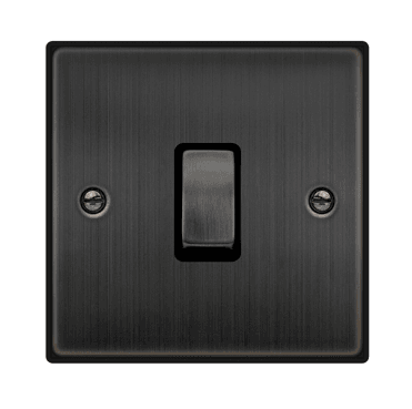 VPBZ722BK Decorative 20A 1G Ingot DP Switch with Black Insert in Matt Bronze