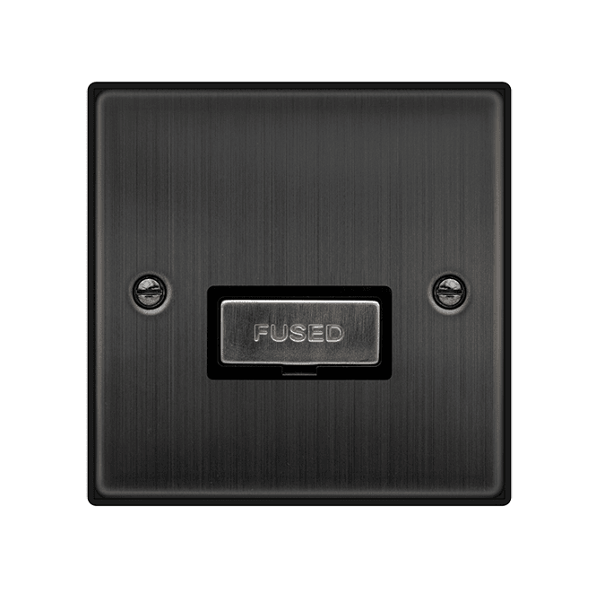 Click Switches and Sockets VPBZ750BK Decorative 13A Ingot Unswitched Fused Spur with Black Insert in Matt Bronze