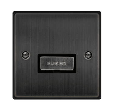 VPBZ750BK Decorative 13A Ingot Unswitched Fused Spur with Black Insert in Matt Bronze