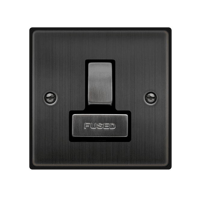 Click Switches and Sockets VPBZ751BK Decoraitve 13A Ingot Switched Fused Spur with Black Insert in Matt Bronze