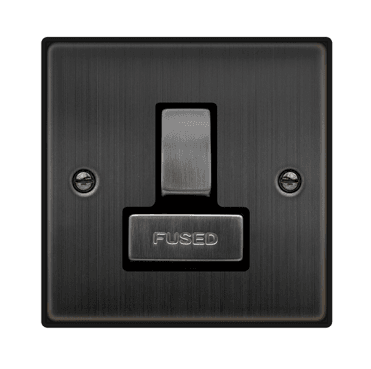 VPBZ751BK Decoraitve 13A Ingot Switched Fused Spur with Black Insert in Matt Bronze
