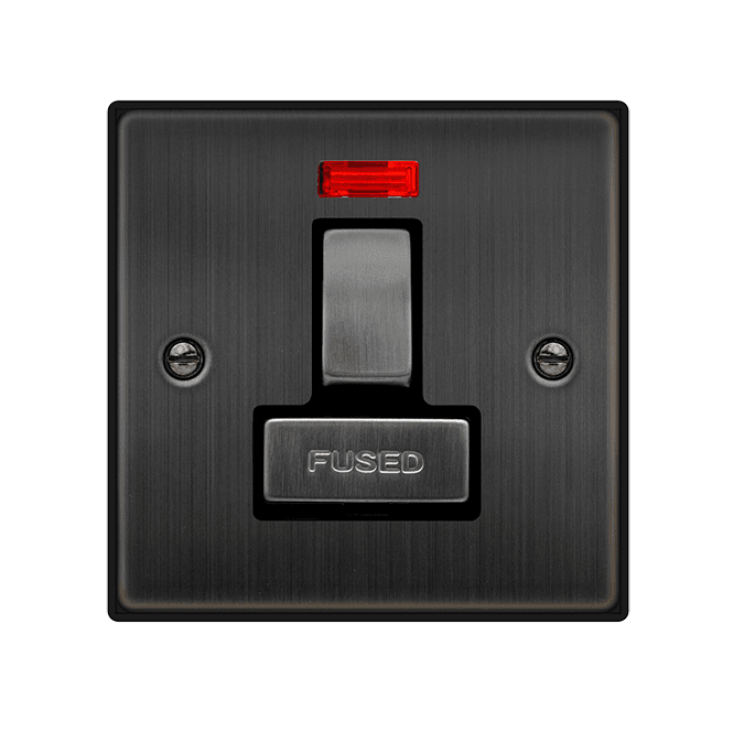 Click Switches and Sockets VPBZ752BK Decorative 13A Ingot Switched Fused Spur with Neon with Black Insert in Matt Bronze