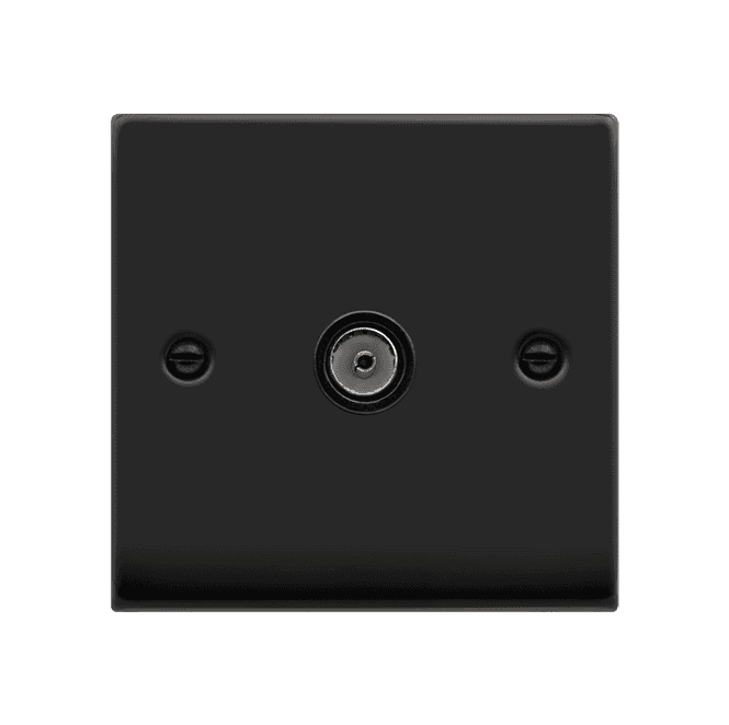 Click Switches and Sockets VPMB065BK Decorative Single Coaxial Outlet with Black Insert in Matt Black