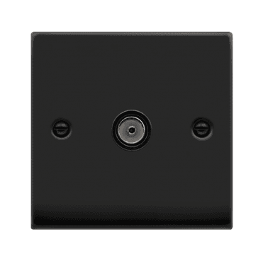 VPMB065BK Decorative Single Coaxial Outlet with Black Insert in Matt Black