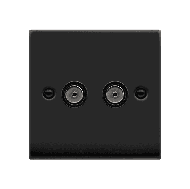 Click Switches and Sockets VPMB066BK Decorative Twin Coaxial Outlet with Black Insert in Matt Black