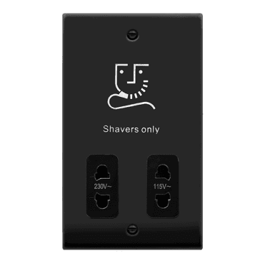 VPMB100BK Decorative Dual Voltage Shaver Socket with Black Insert in Matt Black