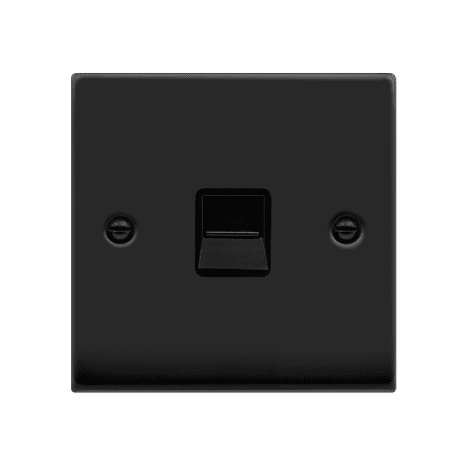 Click Switches and Sockets VPMB120BK Decorative Single Telephone Master Outlet with Black Insert in Matt Black