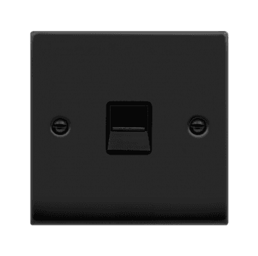 VPMB125BK Decorative Single Telephone Secondary Outlet with Black Insert in Matt Black