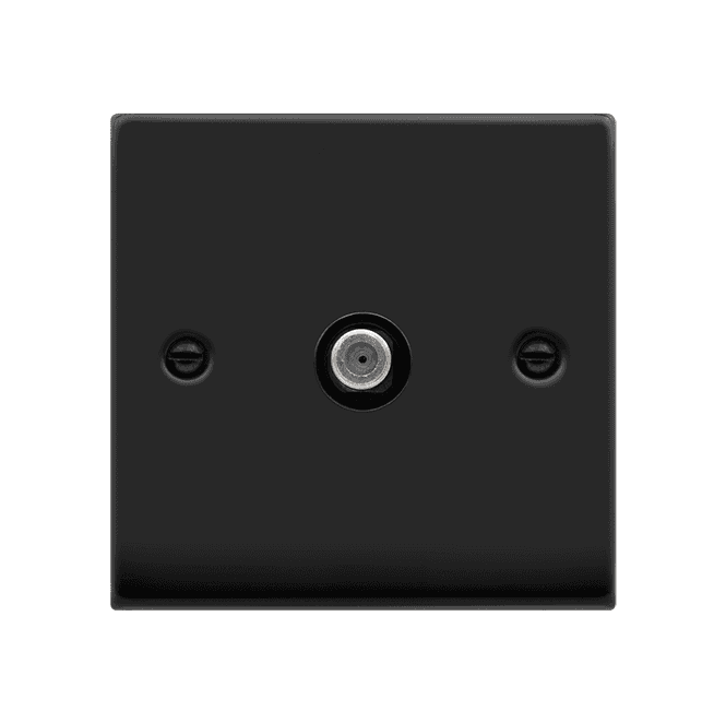 Click Switches and Sockets VPMB156BK Decorative Non Isolated Single Satellite Outlet with Black Insert in Matt Black