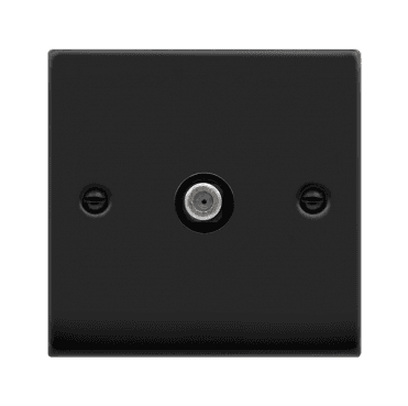 VPMB156BK Decorative Non Isolated Single Satellite Outlet with Black Insert in Matt Black