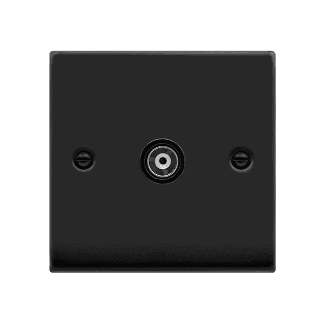 Click Switches and Sockets VPMB158BK Decorative Single Isolated Coaxial Outlet with Black Insert in Matt Black
