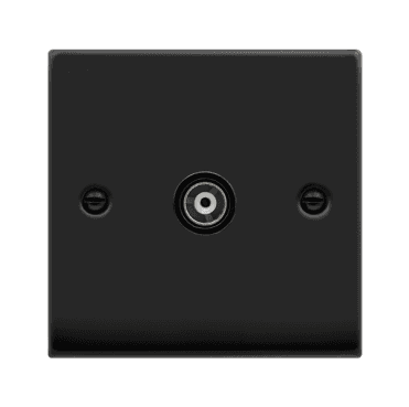 VPMB158BK Decorative Single Isolated Coaxial Outlet with Black Insert in Matt Black