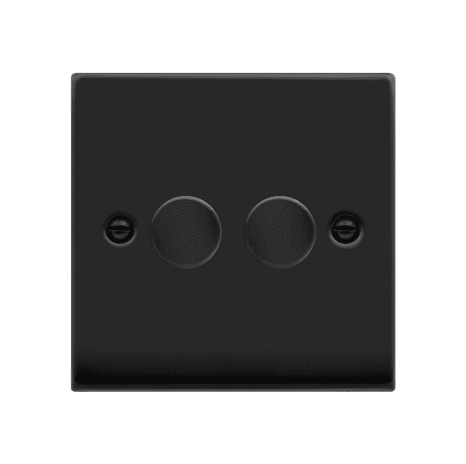Click Switches and Sockets VPMB162 Decorative 2G 100w LED Dimmer Switch in Matt Black