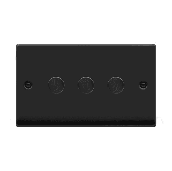 Click Switches and Sockets VPMB163 Decorative 3G 100w LED Dimmer Switch in Matt Black