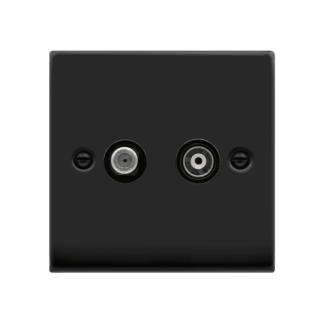 Click Switches and Sockets VPMB170BK Decorative Non Isolated Satellite and Non Isolated Coaxial Outlet with Black Insert in Matt Black