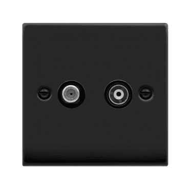 VPMB170BK Decorative Non Isolated Satellite and Non Isolated Coaxial Outlet with Black Insert in Matt Black