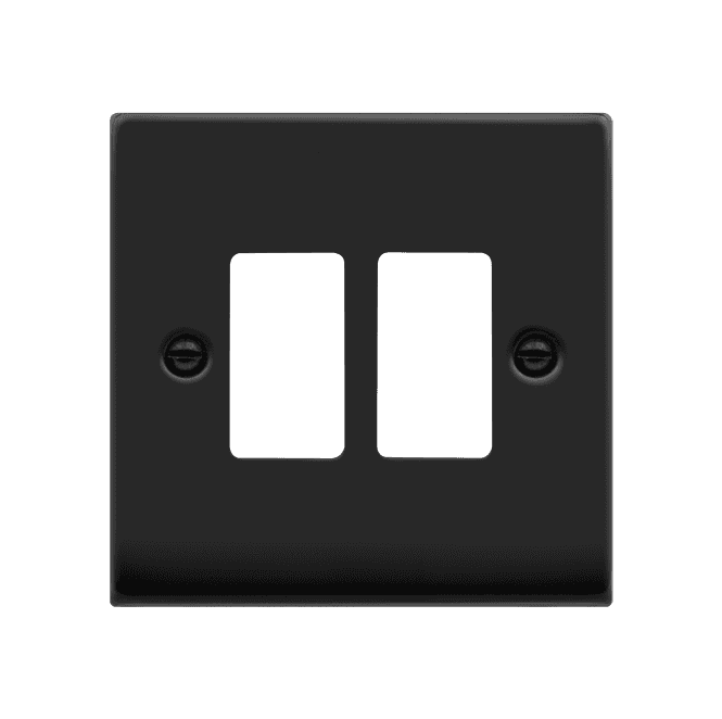 Click Switches and Sockets VPMB20402 2G Grid Faceplate in Matt Black