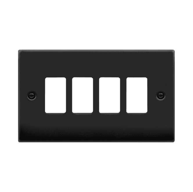 Click Switches and Sockets VPMB20404 4G Grid Faceplate in Matt Black