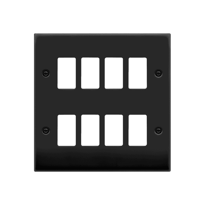 Click Switches and Sockets VPMB20508 8G Grid Faceplate in Matt Black