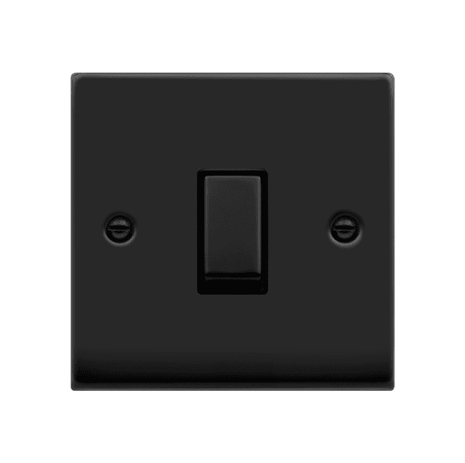 Click Switches and Sockets VPMB411BK Decorative 1G 2W Ingot Switch with Black Insert in Matt Black