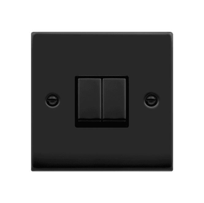 Click Switches and Sockets VPMB412BK Decorative 2G 2W Ingot Switch with Black Insert in Matt Black