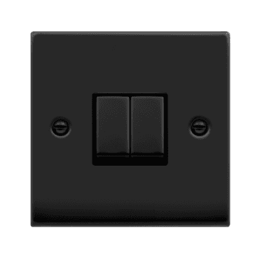 VPMB412BK Decorative 2G 2W Ingot Switch with Black Insert in Matt Black