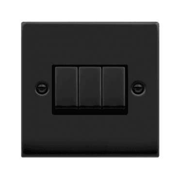 VPMB413BK Decorative 3G 2W Ingot Switch with Black Insert in Matt Black