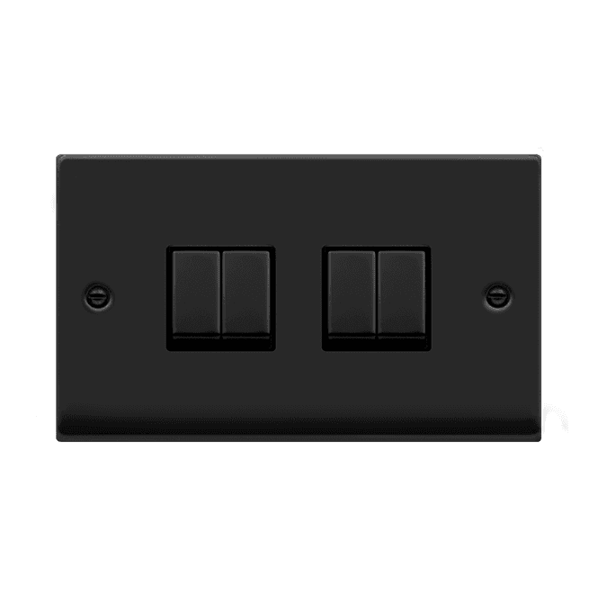 Click Switches and Sockets VPMB414BK Decorative 4G 2W Ingot Switch with Black Insert in Matt Black